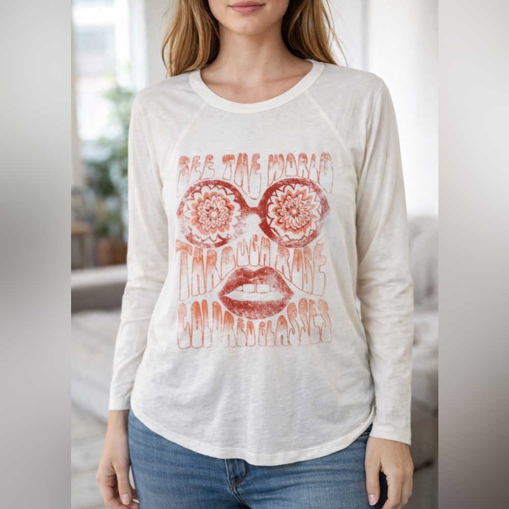 Dazey LA Boho Graphic “See the World” Long Sleeve Tee